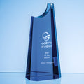 Cobalt blue crystal summit award etched with 'Star of the Month' and logo.