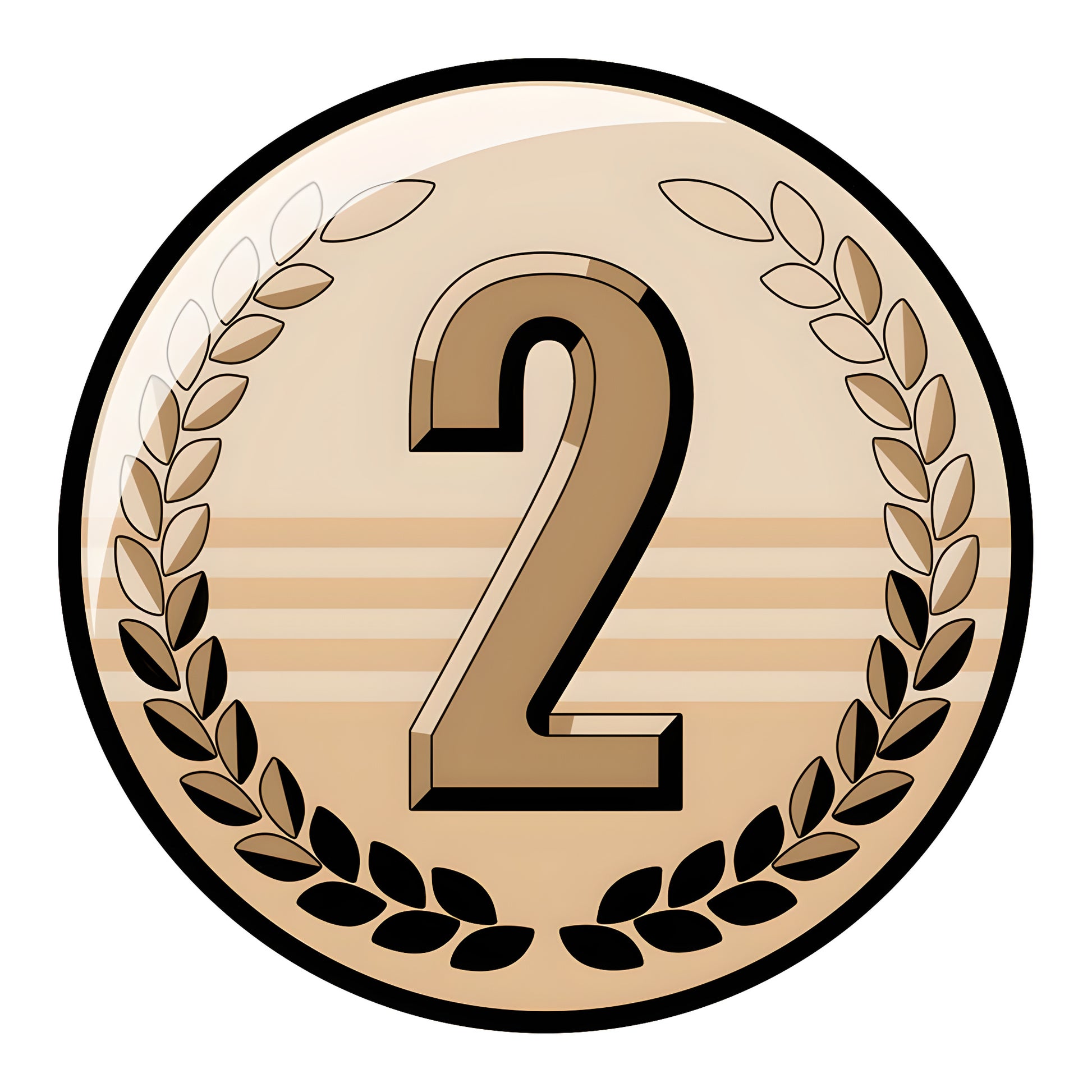 Silver medal with large '2' and laurel wreath design.