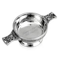 Example engraving (wedding): "Lauren & Ryan / 22nd May 2027" inside the 3.5" Pewter Quaich Bowl