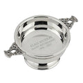 Example engraving (thank you): "ALAN MURRAY / HAPPY RETIREMENT / 1990 - 2027" inside the 3" Nickel Plated Quaich