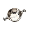 Example engraving (birthday): "Happy 60th Karen / Love always" inside the 3" Quaich Bowl Ribbed
Pewter