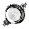 Example engraving (christening): "Freya Rose / Christened 4th April 2027" inside the 3" Scottish Thistle Handle Pewter Quaich Bowl