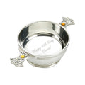 Example engraving (birthday): "Happy 40th Gary / Cheers!" inside the 4" Topaz Quaich Pewter