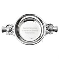 Example engraving (thank you): "David Wilson / 32 Years of Service / Thank You" inside the 5" Thistle Handle Pewter Quaich Bowl