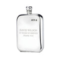 Example engraving (thank you): "David Wilson / 32 Years of Service / Thank You" on the 8oz Pewter Victorian Pewter Hip Flask