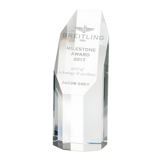 Breitling milestone award 2017 crystal glass trophy for Jacob Grey
