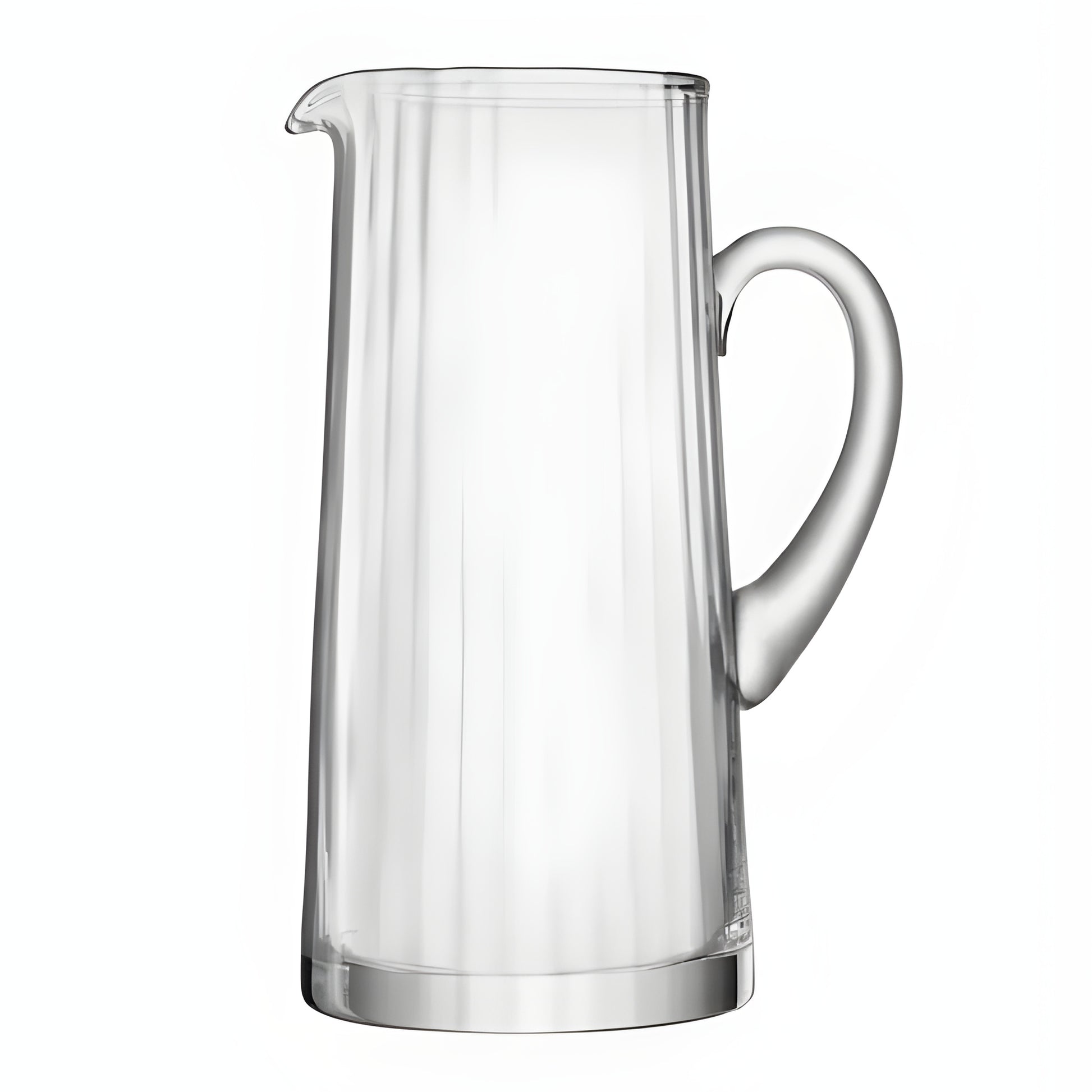 Elegant clear glass water pitcher with handle and spout