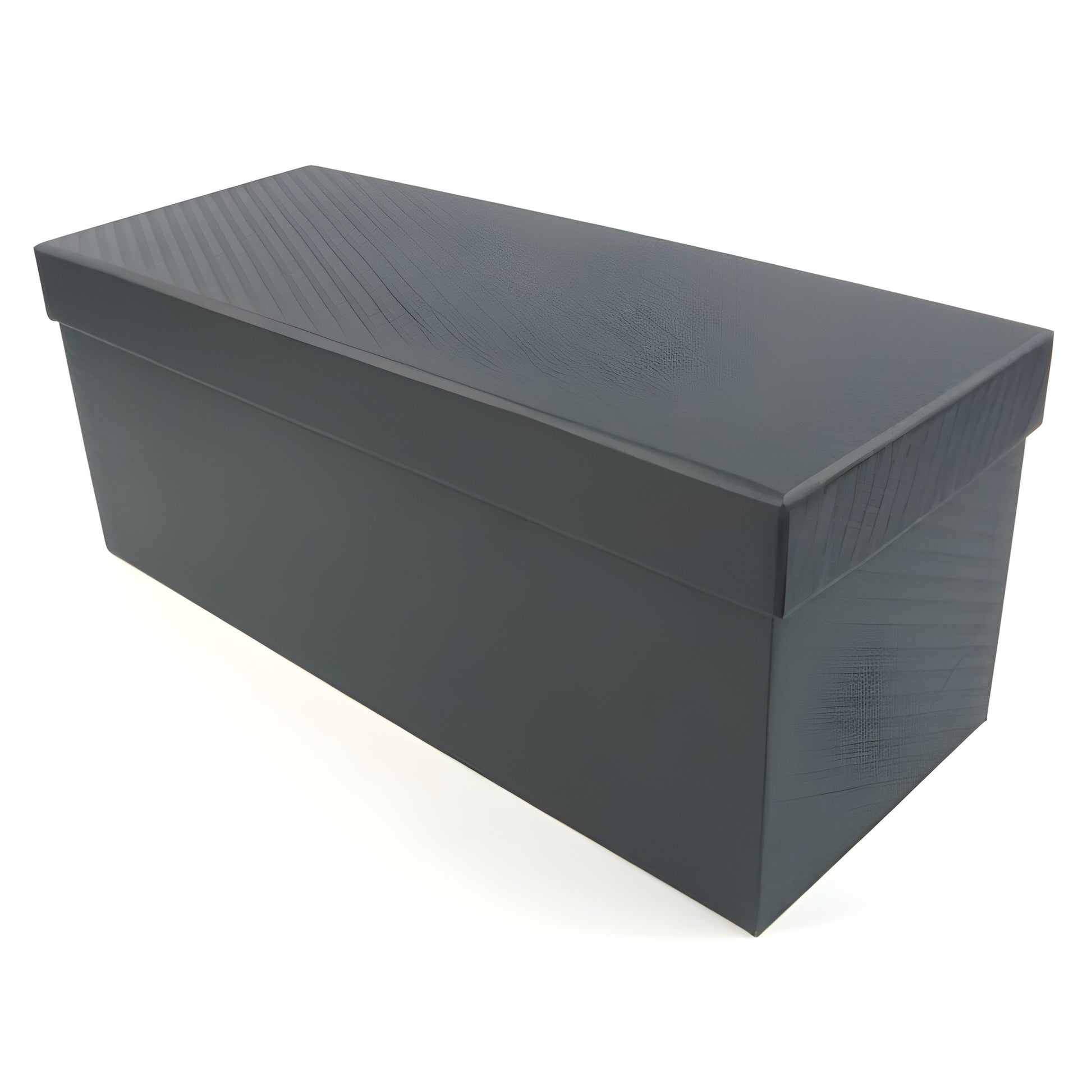 Textured black rectangular gift box for decanter packaging.