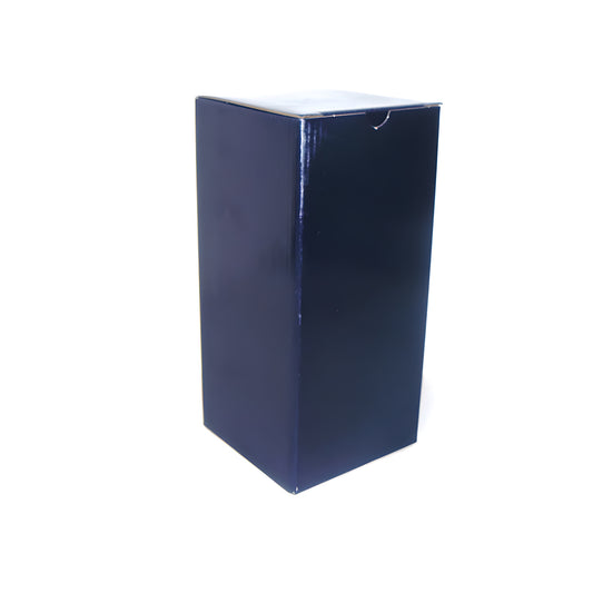 Rectangular blue cardboard box for goblets, 10x10x21.5 cm in dimensions.