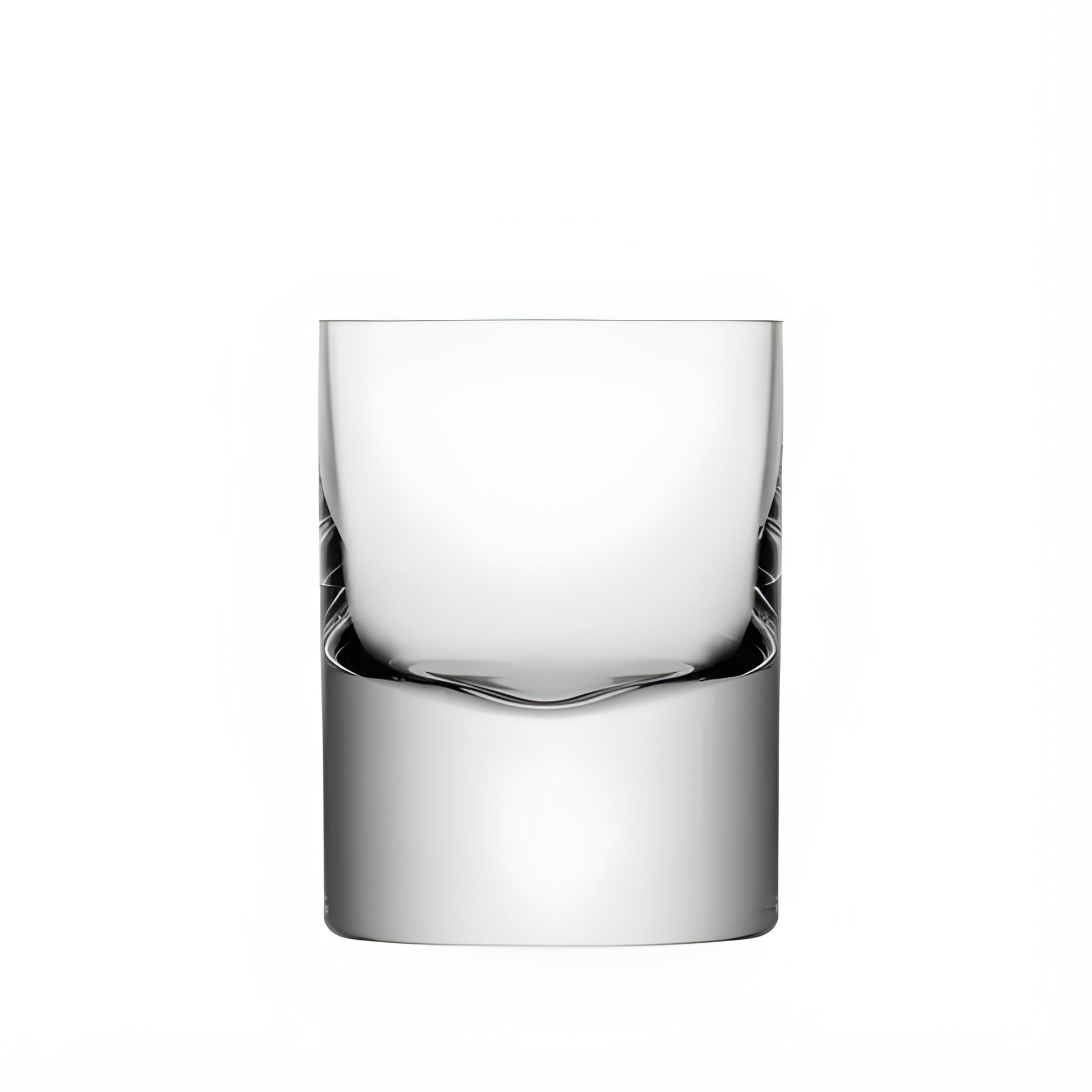 Clear crystal lowball whisky tumbler with modern design.