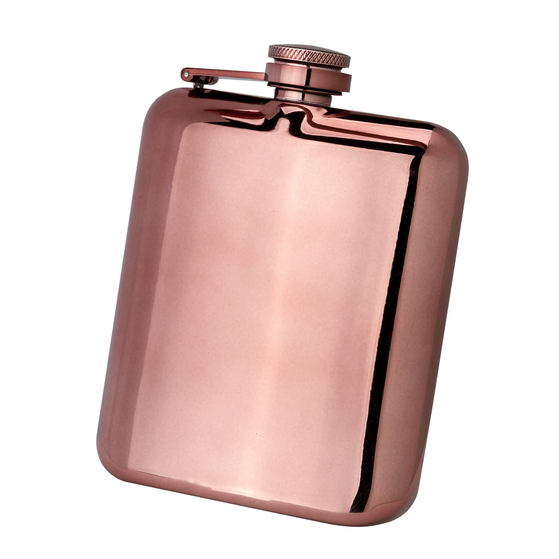 6oz rose gold metallic hip flask with polished finish