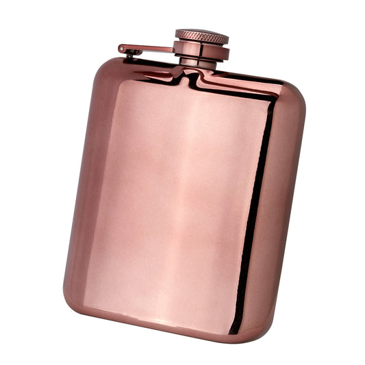 6oz rose gold metallic hip flask with polished finish