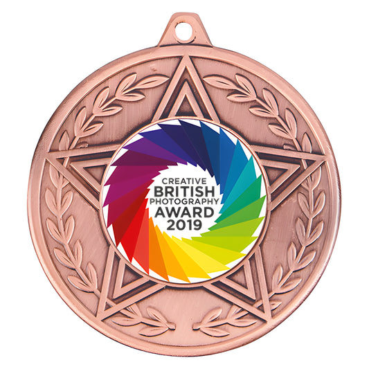 Bronze medal with star design for 2019 Creative British Photography Award.
