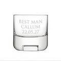 Example engraving (wedding party): "Best Man / Callum / 22.05.27" on the Cask Whisky Glass Tumbler
