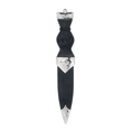 Celtic sgian dubh with black handle and silver accents on sheath.