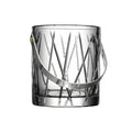 Crystal ice bucket with metal handle and geometric design