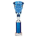 Blue and silver trophy with star design and engraving option
