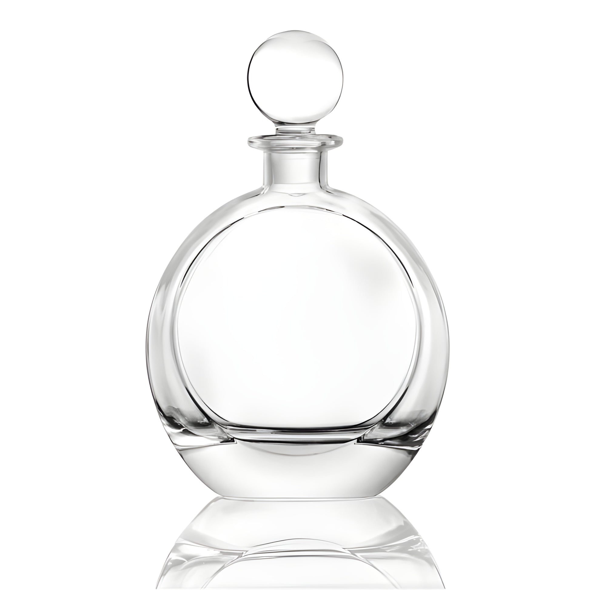 Round 700ml glass decanter with a crystal ball stopper for whisky.