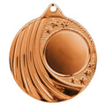 Bronze medal with blank center, star pattern, and spiral design
