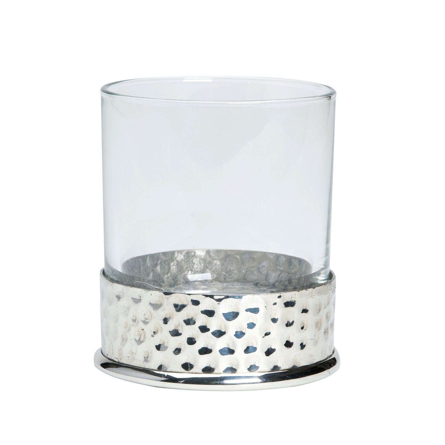 Hammered whisky glass with a silver textured base ideal for bourbon.