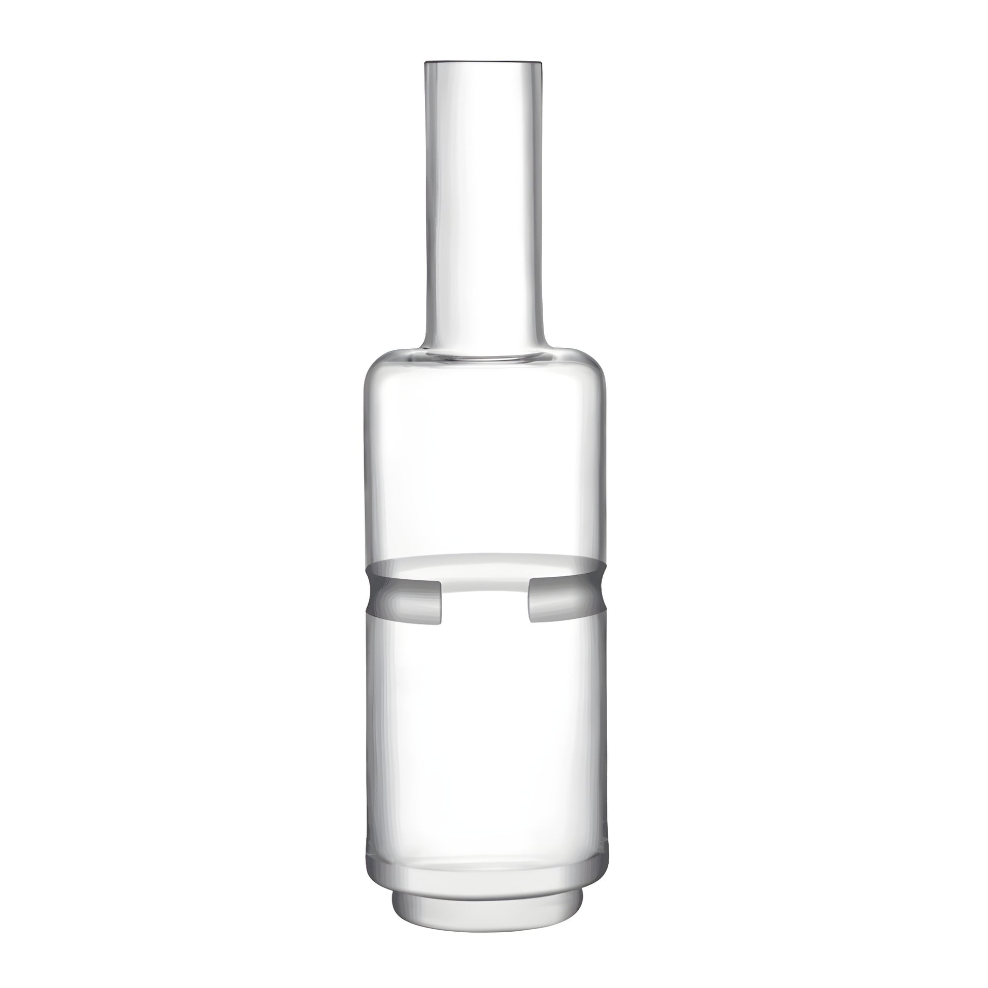 Clear glass decanter with tall neck and minimalist design