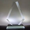 Elegant jade diamond arrow-shaped glass award trophy on stand