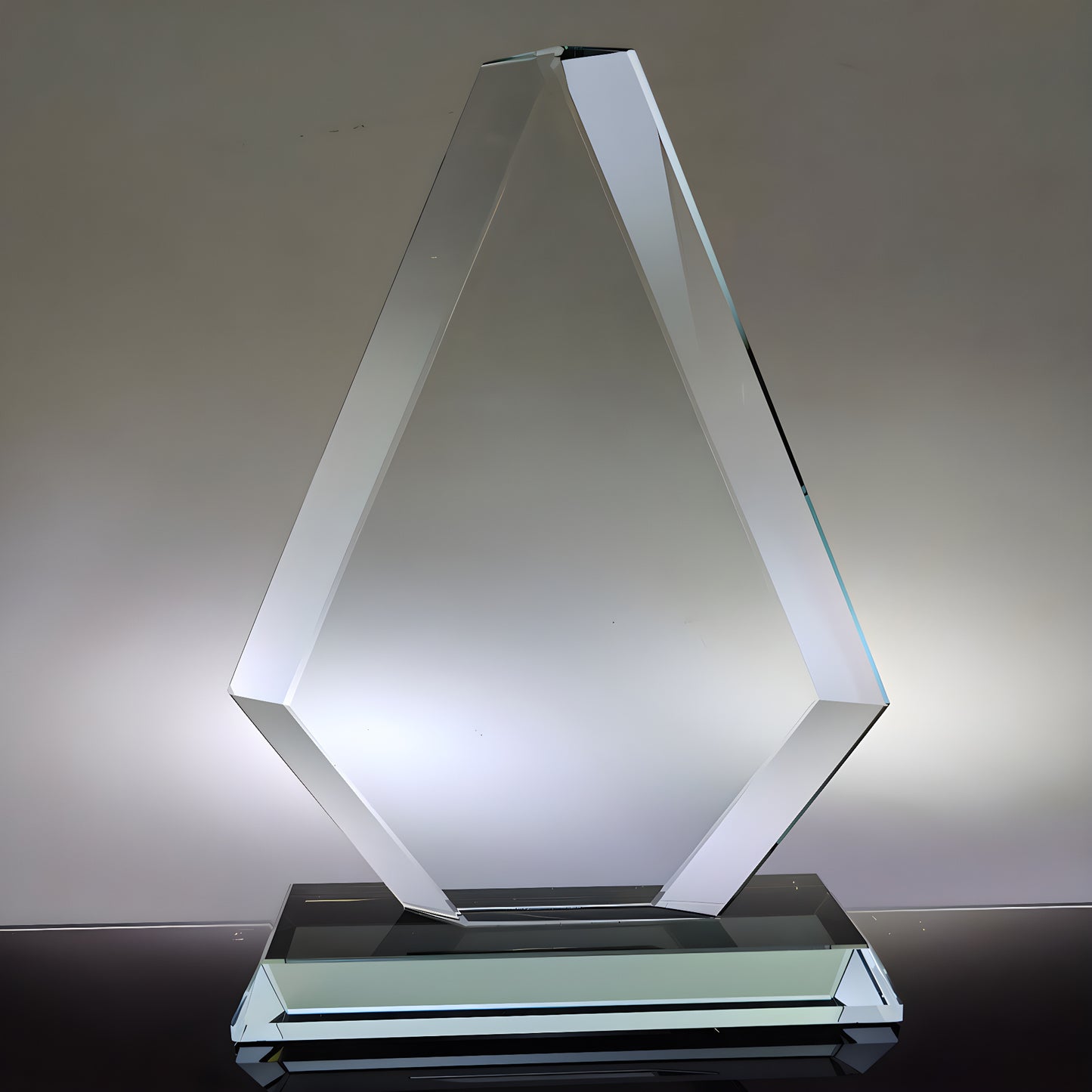 Elegant jade diamond arrow-shaped glass award trophy on stand