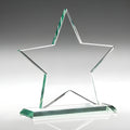 Jade glass star award trophy on white background