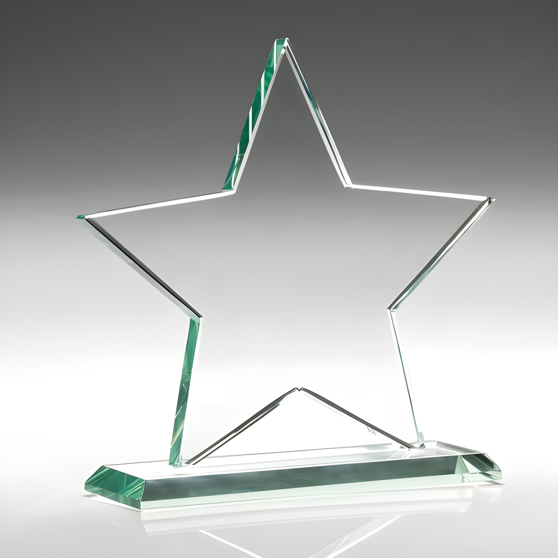 Jade glass star award trophy on white background