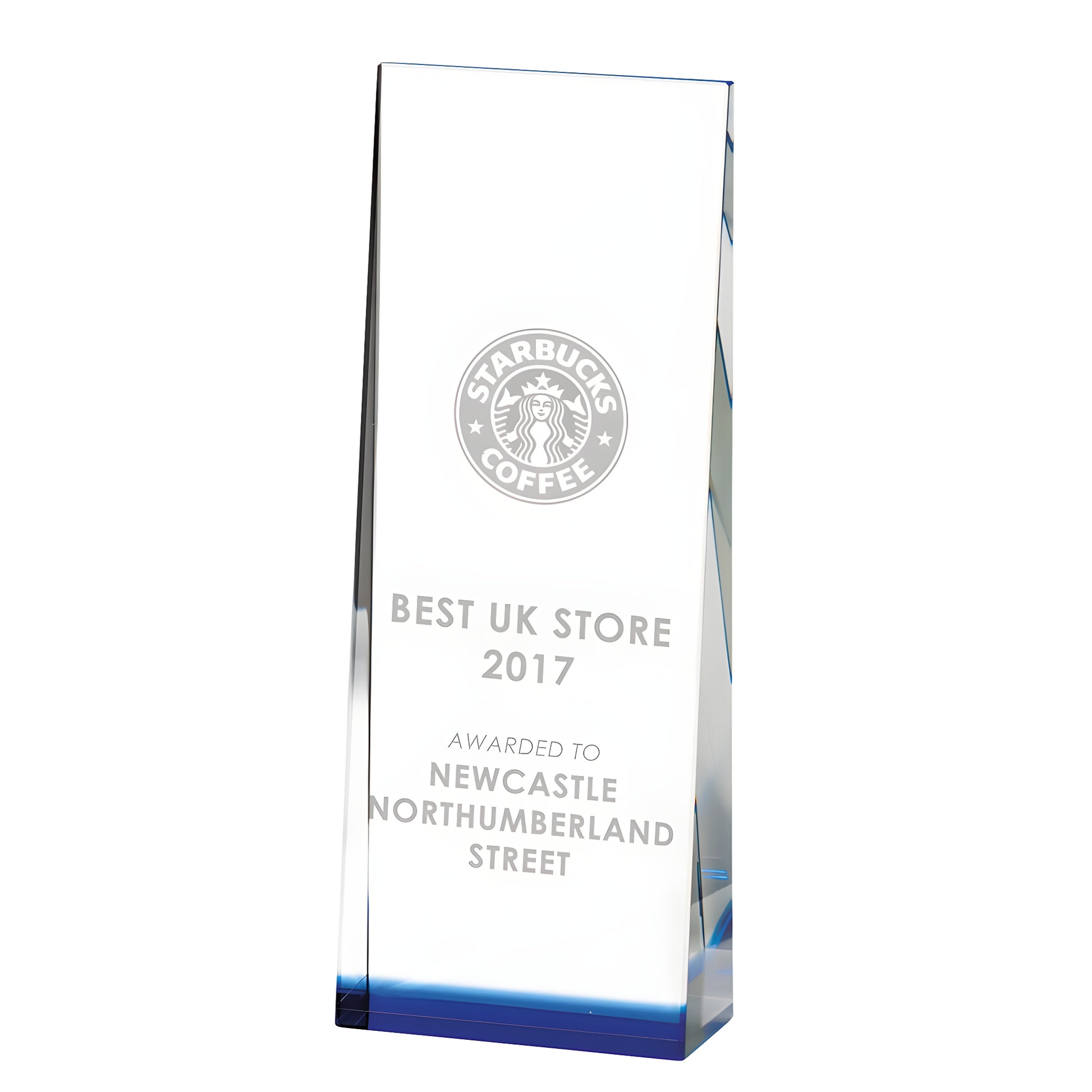 Crystal award for Best UK Store 2017 Starbucks Newcastle Northumberland Street.
