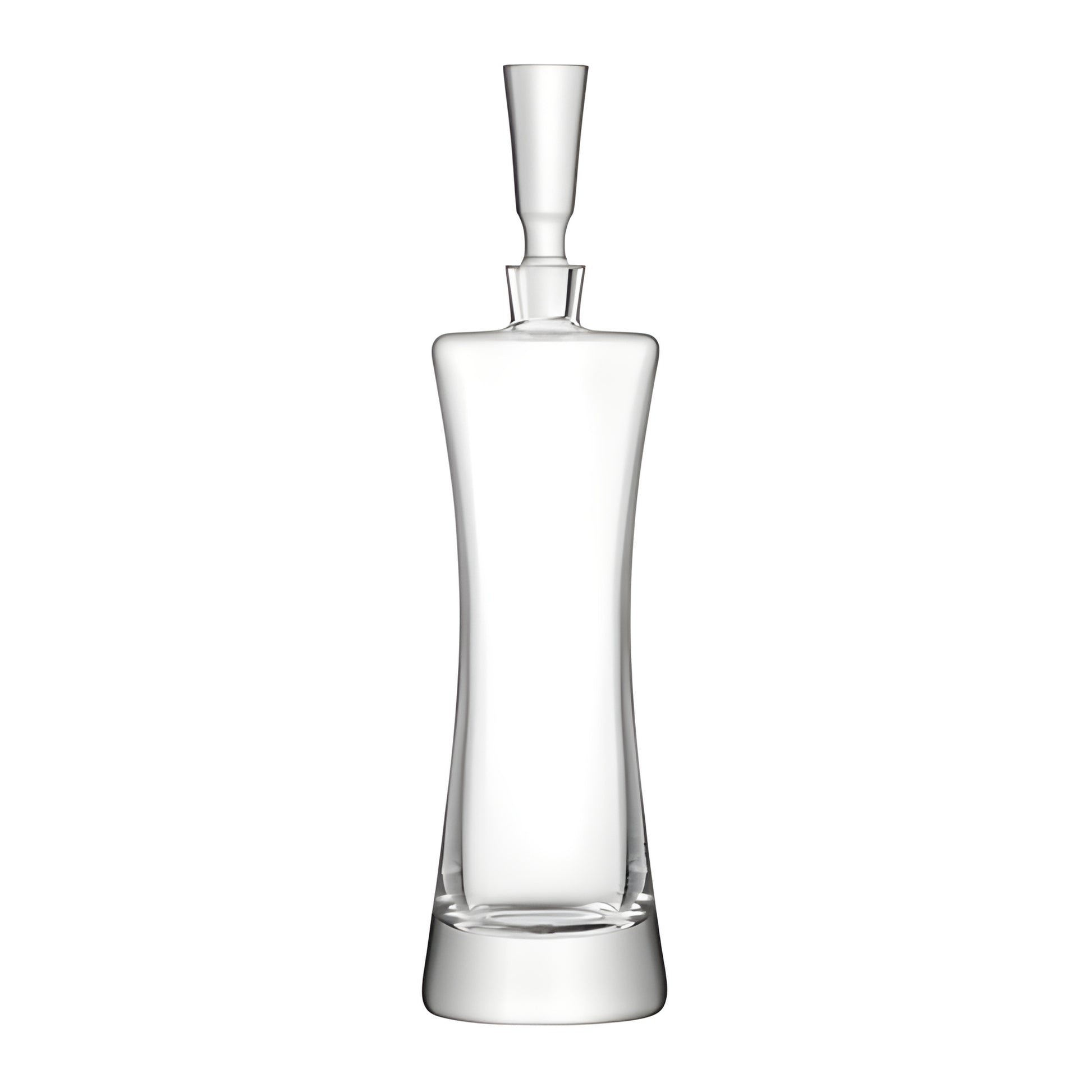 Elegant glass crystal wine decanter with stopper in minimalist design.