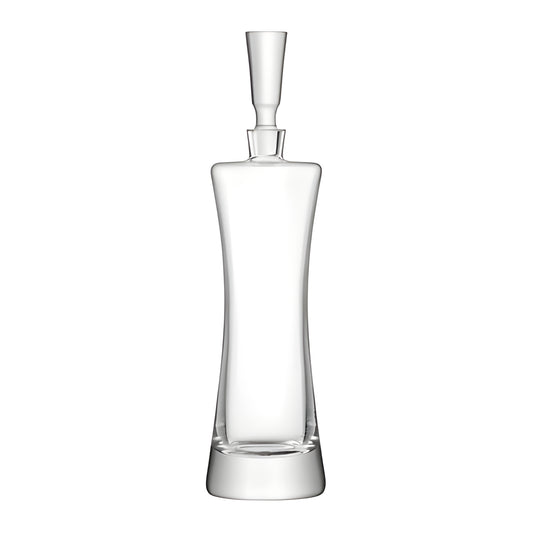 Elegant glass crystal wine decanter with stopper in minimalist design.