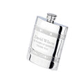 Example engraving (thank you): "David Wilson / 32 Years of Service / Thank You" on the Oblong 2 Celtic Band Flask