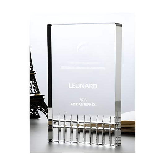 Glass award for Leonard, 2018 Adidas Terrex Golden Dragon awards.