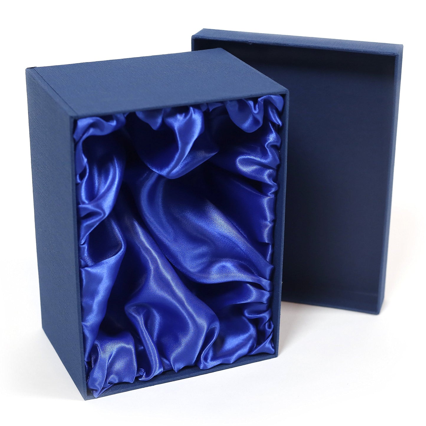 Navy blue gift box with luxurious silk lining.