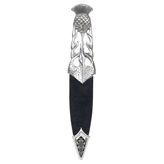 Scottish dress sgian dubh with thistle design and black sheath.