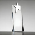 Glass award trophy with a silver star on top for a recognition ceremony.