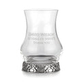Example engraving (thank you): "David Wilson / 32 Years of Service / Thank You" on the Thistle Tasting Whisky Glass
