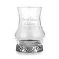 Example engraving (wedding party): "Best Man / Callum / 22.05.27" on the Thistle Tasting Whisky Glass