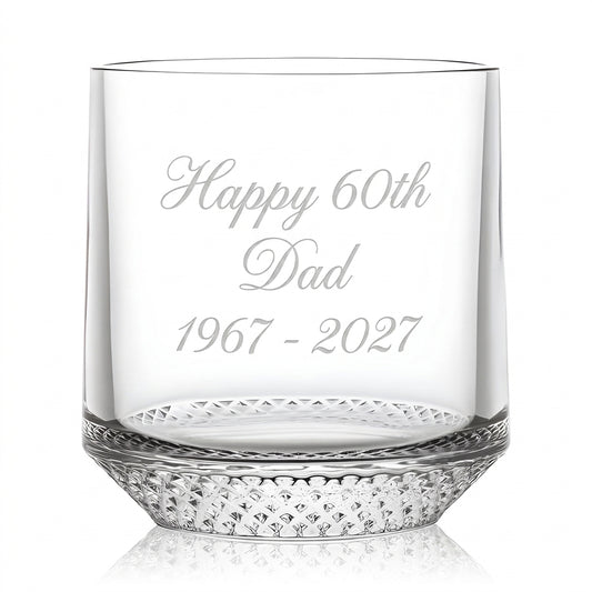 Example engraving (birthday): "Happy 60th / Dad / 1967 - 2027" on the Tumbler With Inverted Base 330ml