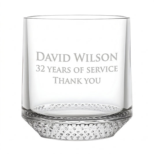 Example engraving (thank you): "David Wilson / 32 Years of Service / Thank You" on the Tumbler With Inverted Base 330ml
