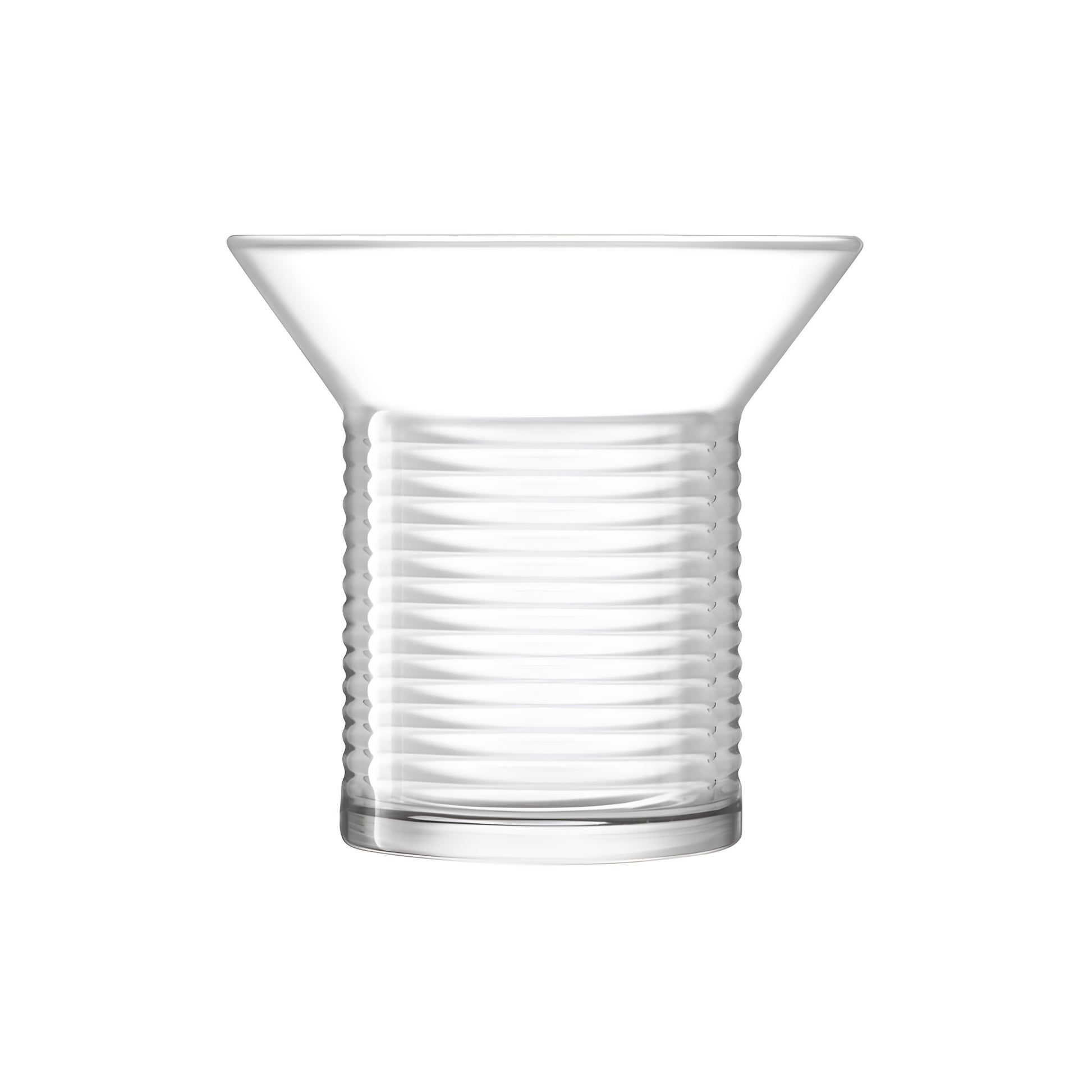 Clear ribbed glass vase with modern minimalist design
