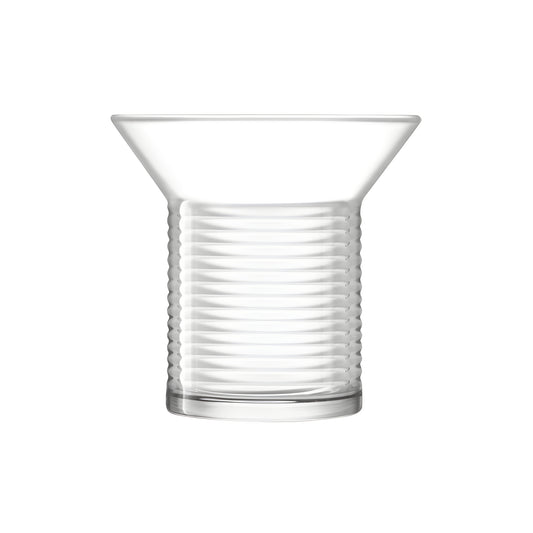 Clear ribbed glass vase with modern minimalist design