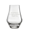 Example engraving (thank you): "David Wilson / 32 Years of Service / Thank You" on the Whisky Tasting Glass 185ml