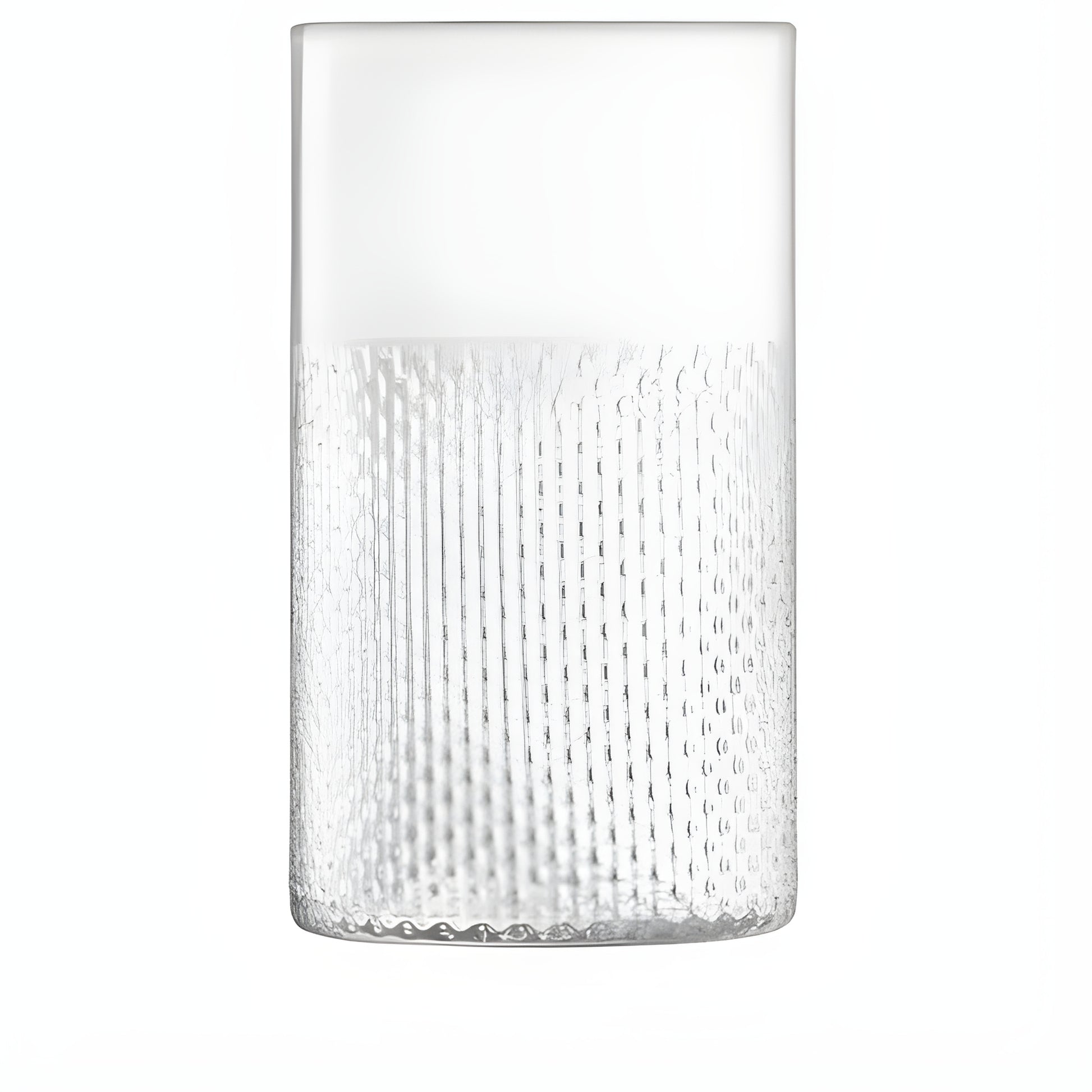 Textured glass decorative vase on white background.