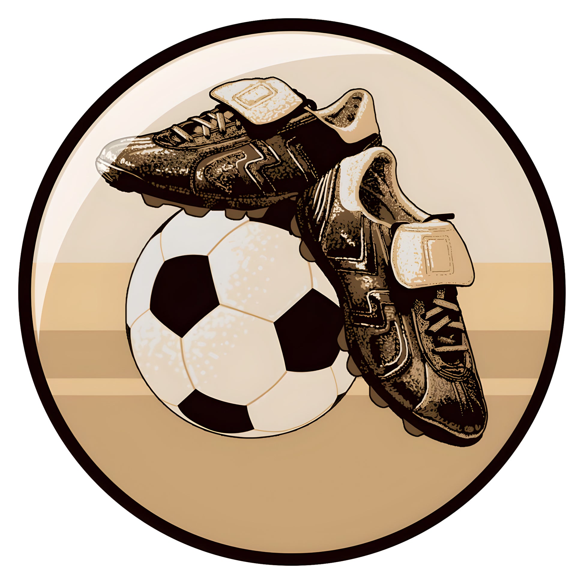 Vintage soccer cleats resting on a classic soccer ball.