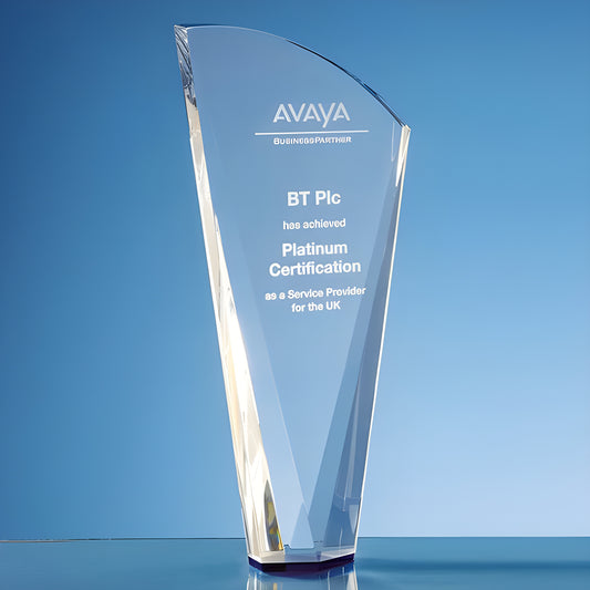 Clear optical crystal award with platinum certification for BT Plc by Avaya.