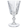Crystal wine glass with a cut design and elegant stem.