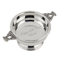 Example engraving (birthday): "Happy 40th Gary / Cheers!" inside the 3" Nickel Plated Quaich