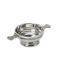 Ribbed silver quaich bowl with Celtic design and two handles